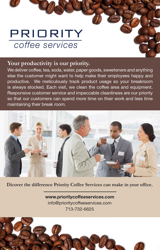 Priority Coffee Flyer (Front)